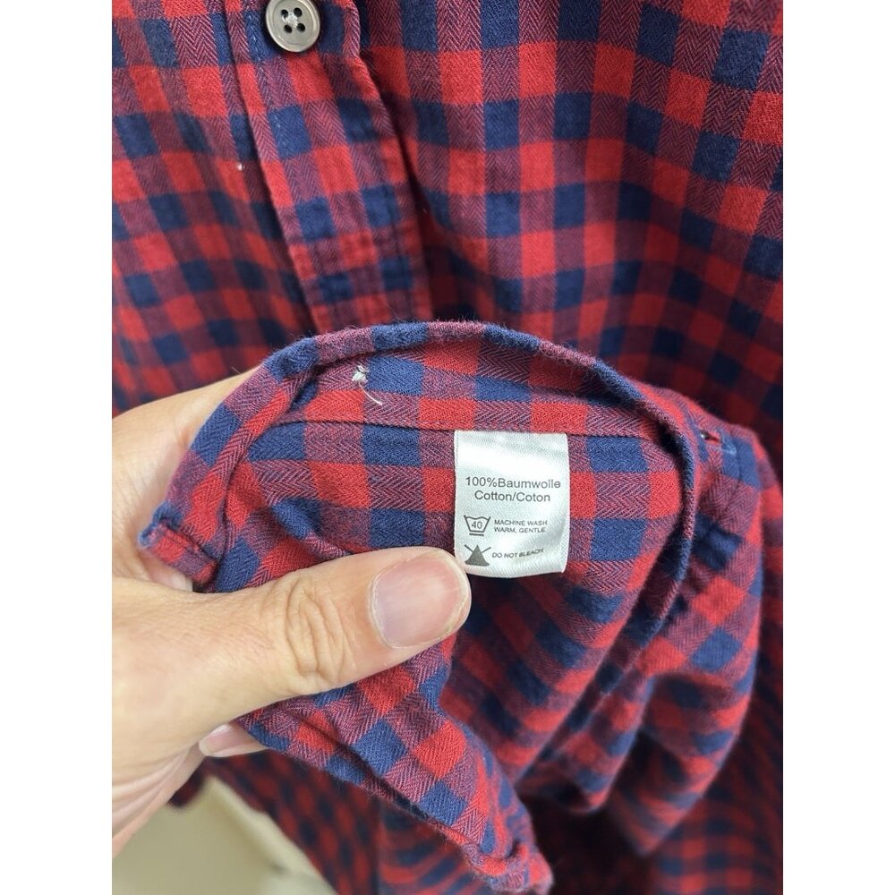 Ledbury Button Down Shirt Long Sleeve Red Blue Plaid Cotton Men’s 17 Tailored - Picture 9 of 9